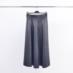 Flared Faux Leather Skirt in Black