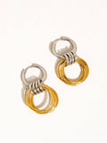 Caster 18K Gold Non-Tarnish Multi-Colored Triple Hoop Earring