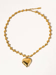 18K Gold Plated Non-Tarnish Large Heart Ball Chain Necklace