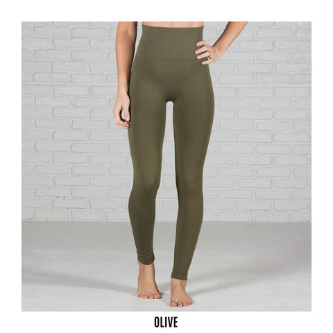 Fleece Lined Leggings in Olive