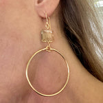 Gold Champagne Crystal Hoop Earrings