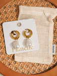 Oceana Gold Statement Large Pearl Earring in Yellow Gold