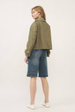 Olive Cropped Trench Jacket