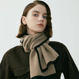 Coffee Contrast Knitted Scarf