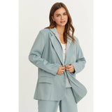 Relaxed Twofer Blazer with Hoodie Insert in Blue