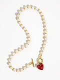 18K Gold Plated Vintage Natural Baroque Pearl Heart Necklace