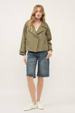 Olive Cropped Trench Jacket