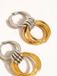 Caster 18K Gold Non-Tarnish Multi-Colored Triple Hoop Earring