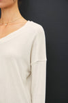 V-neck Basic Knit Top in Oatmeal