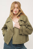 Olive Cropped Trench Jacket