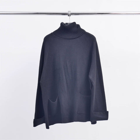 Turtleneck Sweater with Two Pockets in Black