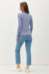 Soft Basic Split Neck Long Sleeve Knit Tee in Ivory