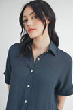 Solid Button Down Top in Black