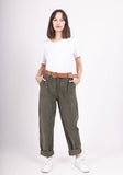 Velvet Belted Pant in Persimmon