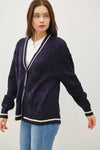 Varsity Style Cardigan in Navy