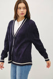 Varsity Style Cardigan in Navy