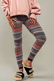 Multi Striped Sweater Knit Leggings in Charcoal