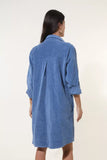 Thick Corduroy Dress with Collar in Jean