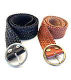 Cognac Leather Braided Belt