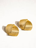 Athens 18K Non-Tarnish Wavy Studs in Yellow Gold