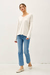 V-neck Basic Knit Top in Oatmeal