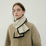 Coffee Contrast Knitted Scarf