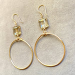 Gold Champagne Crystal Hoop Earrings