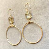 Gold Champagne Crystal Hoop Earrings