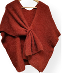 Italian Knit Crossover Cape with Loop in Rust