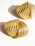 Athens 18K Non-Tarnish Wavy Studs in Yellow Gold