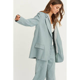 Relaxed Twofer Blazer with Hoodie Insert in Blue