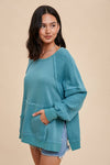 Oversized French Terry Pullover in Seaglass