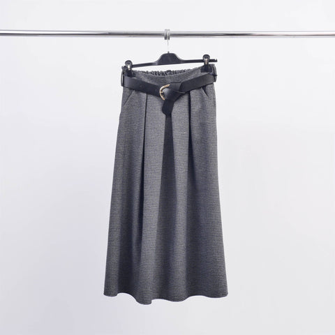 Plaid A-line Skirt in Grey