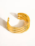 Manon 18K Gold Non-Tarnish Wavy Bold Bangle in Yellow Gold