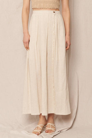 Linen Overlap Midi Skirt